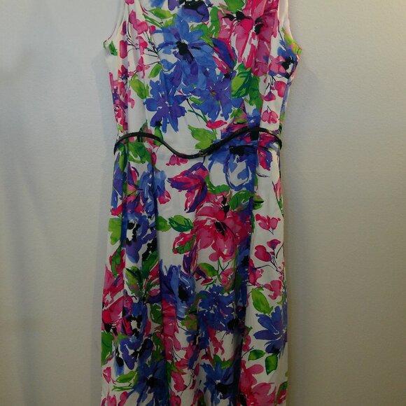 Kasper Sleeveless Bright Floral Dress 16 - Picture 1 of 12